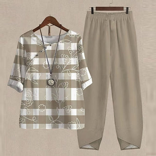 Ella | Women's 2-Piece Printed Top and Flowy Pants set