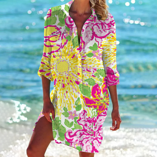 Avery | Women’s Tie-Dye Long Sleeve Button-Up Shirt Dress