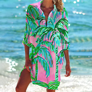 Avery | Women’s Tie-Dye Long Sleeve Button-Up Shirt Dress