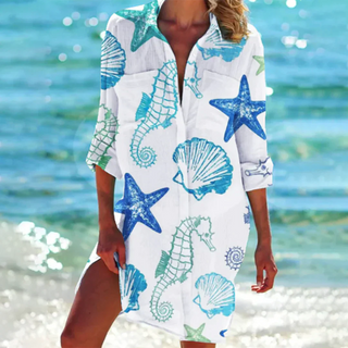 Avery | Women’s Tie-Dye Long Sleeve Button-Up Shirt Dress