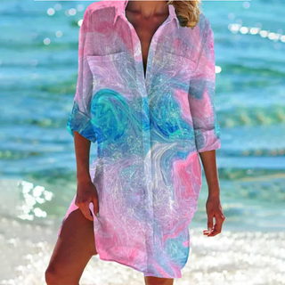 Avery | Women’s Tie-Dye Long Sleeve Button-Up Shirt Dress