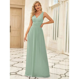 Women’s V-Neck Formal Maxi Dress with Sleeveless