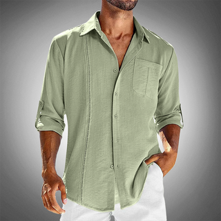 Evando | Men’s Casual Long-Sleeve Button-Down Shirt with Chest Pocket