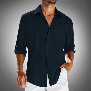 Evando | Men’s Casual Long-Sleeve Button-Down Shirt with Chest Pocket