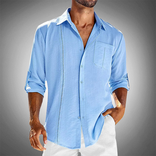 Evando | Men’s Casual Long-Sleeve Button-Down Shirt with Chest Pocket