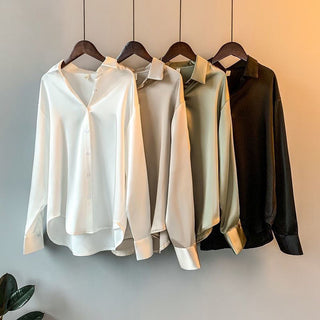 Vera | Women’s Luxurious Silk Blouse Long-Sleeved Button-Down Shirt