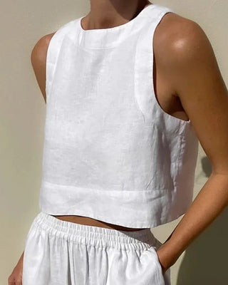 Lunash | Women’s Cropped Tank Top and High-Waisted Wide-Leg Trousers Set