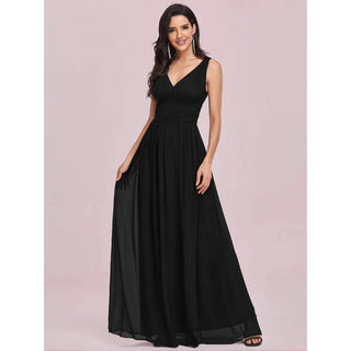 Women’s V-Neck Formal Maxi Dress with Sleeveless
