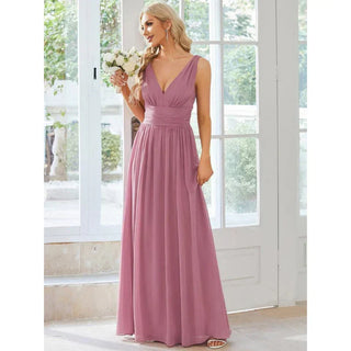 Women’s V-Neck Formal Maxi Dress with Sleeveless