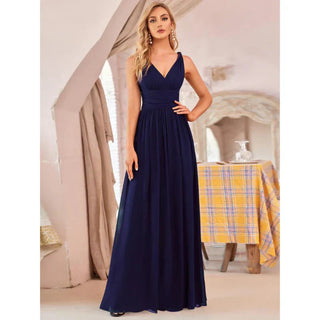 Women’s V-Neck Formal Maxi Dress with Sleeveless