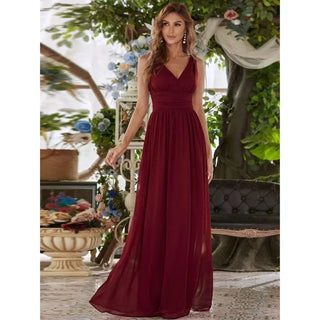 Women’s V-Neck Formal Maxi Dress with Sleeveless