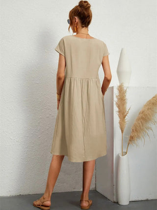 Zoe | Women's Short Sleeve Midi Dress with Pockets