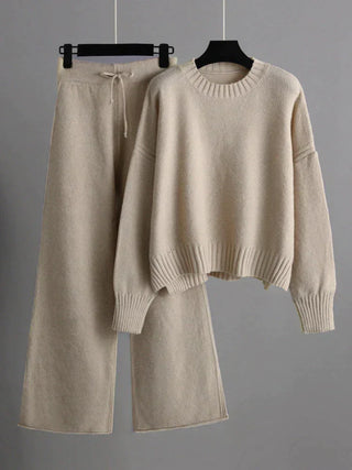Elera | Women’s Two-Piece Knitwear Set with Oversized Sweater and Wide-Leg Pants
