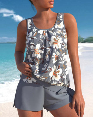 Melanie | Women’s Two-Piece Floral Print Tankini Set with Swing Top and Boyshort-Style Bottoms