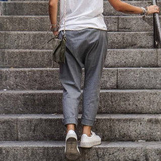 Shelona | Women’s Loose Baggy Pants with Dropped Crotch and Tapered Cuffed Legs