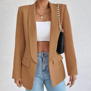 Rosy | Women’s Slim Fit Blazer with Large Lapel, V-Neck Design and Functional Side Pockets