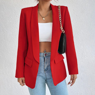 Rosy | Women’s Slim Fit Blazer with Large Lapel, V-Neck Design and Functional Side Pockets