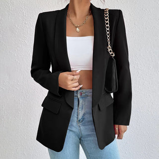 Rosy | Women’s Slim Fit Blazer with Large Lapel, V-Neck Design and Functional Side Pockets