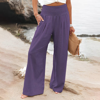 Amelyn | Women’s High-Waisted Cotton Linen Palazzo Pants with Wide Leg Design