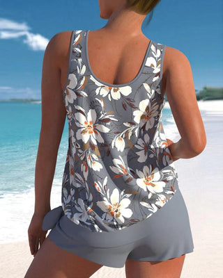 Melanie | Women’s Two-Piece Floral Print Tankini Set with Swing Top and Boyshort-Style Bottoms