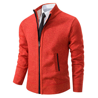 Aaron | Men’s Knitted Sweater Cardigan with Zipper Closure and Stand Collar