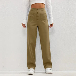 Cadia | Casual High-Waisted Utility Pants with Button-Front Design for Women
