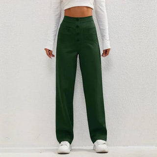 Cadia | Casual High-Waisted Utility Pants with Button-Front Design for Women