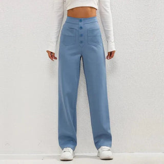 Cadia | Casual High-Waisted Utility Pants with Button-Front Design for Women