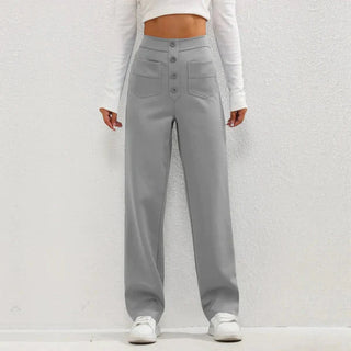 Cadia | Casual High-Waisted Utility Pants with Button-Front Design for Women