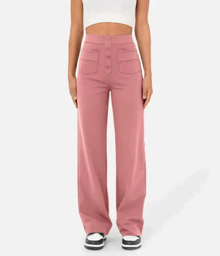 Cadia | Casual High-Waisted Utility Pants with Button-Front Design for Women