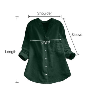 Seraphina | Women's Cotton Linen Blouse with ¾ Sleeves and V-Neck Button-Down Design