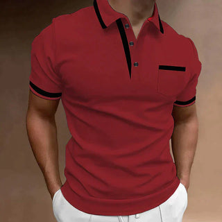 Magnus | Short Sleeve Slim Fit Polo Shirt for Men with Button Placket and Ribbed Cuffs