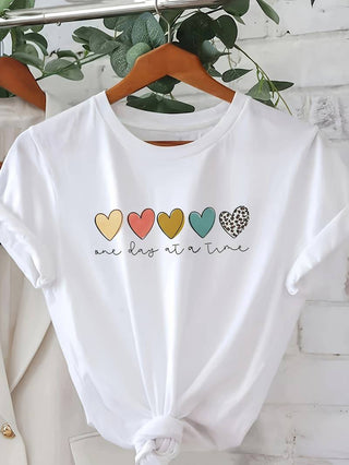 Cory | Women’s Round Neck Heart Print Blouse with Soft Casual Fit