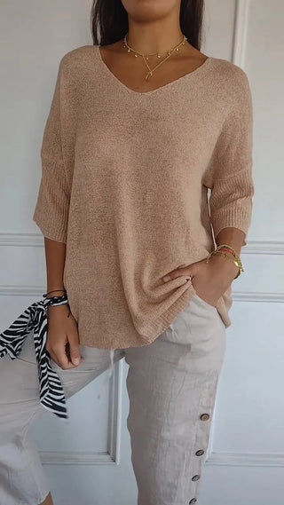 Lucerne | Women’s V-neck Knitted Top with Half Sleeves