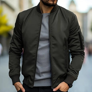 Zayden | Men’s Bomber Jacket with Stand Collar and Zipper Closure