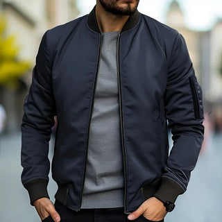Zayden | Men’s Bomber Jacket with Stand Collar and Zipper Closure
