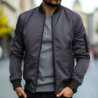 Zayden | Men’s Bomber Jacket with Stand Collar and Zipper Closure