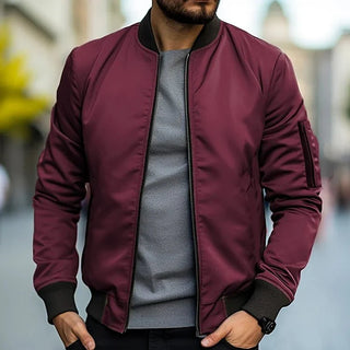 Zayden | Men’s Bomber Jacket with Stand Collar and Zipper Closure