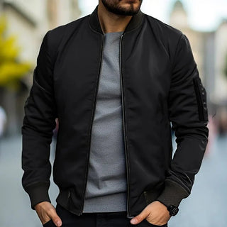 Zayden | Men’s Bomber Jacket with Stand Collar and Zipper Closure