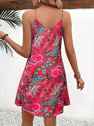 Vionette | Women's Paisley-Patterned V-Neck Camisole Dress