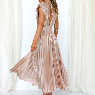 Cashmira | Women's Pleated Dress with V-neck and Sleeveless