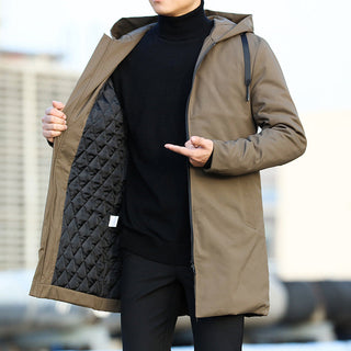Marcus | Men’s Mid-Length Insulated Parka with Drawstring Hood and Quilted Lining