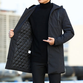 Marcus | Men’s Mid-Length Insulated Parka with Drawstring Hood and Quilted Lining