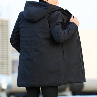 Marcus | Men’s Mid-Length Insulated Parka with Drawstring Hood and Quilted Lining