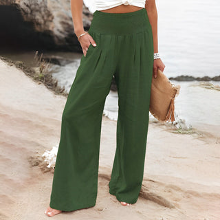 Amelyn | Women’s High-Waisted Cotton Linen Palazzo Pants with Wide Leg Design