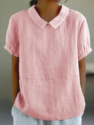 Mae | Women’s Babydoll Tunic Top with Lapel Collar and Casual Short Sleeve Design