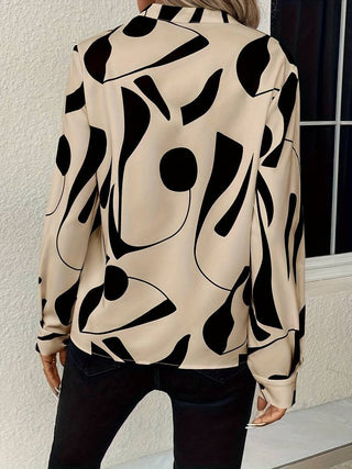 Ruffa | Women’s Long-Sleeve V-Neck Blouse with Abstract Print