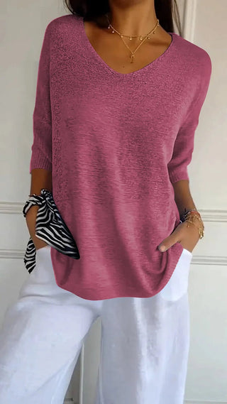 Lucerne | Women’s V-neck Knitted Top with Half Sleeves