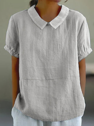 Mae | Women’s Babydoll Tunic Top with Lapel Collar and Casual Short Sleeve Design