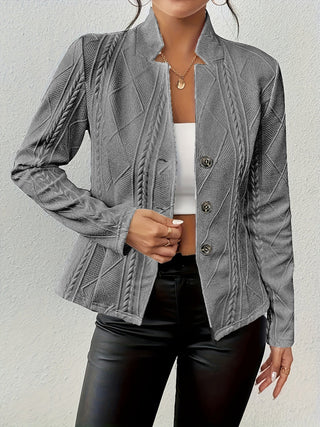 Cailyn | Women’s Fitted Textured Blazer with Modern Collarless Neckline
